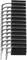 Several silver metal pins are arranged side by side in a black block. The pins are uniformly curved.