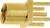 Golden coaxial connector with multiple connection pins, used for electronic connections in communications or audio applications.