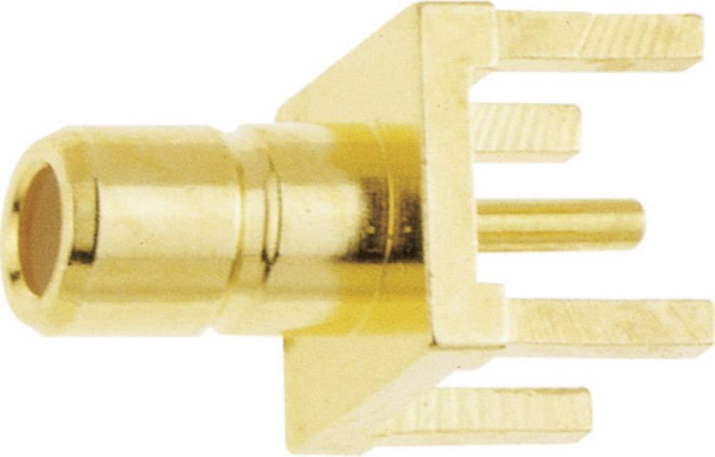 A gold-coloured electronic plug with multiple flat contacts.