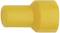 Yellow plastic cylindrical plug, commonly used in electrical applications to secure cable connections.