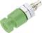 Green, cylindrical valve adapter made of metal and plastic, suitable for bicycle and car tyre valves.