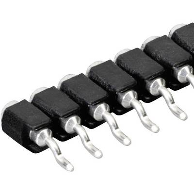 Black pin header connector with five pins, suitable for electronic connections.