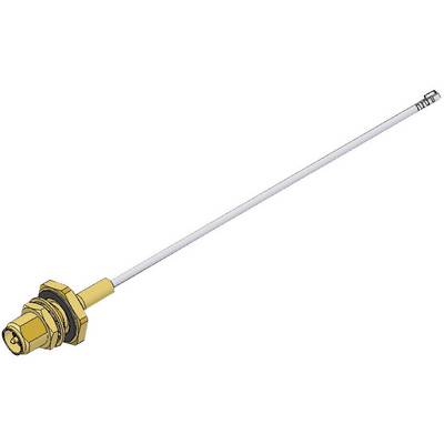 Coaxial antenna cable with gold-plated connectors and a long white cable. Suitable for various radio applications.