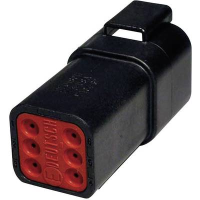 A black electric connector with a red end. Six round terminals are visible, with the word 'DEUTSCH' engraved.