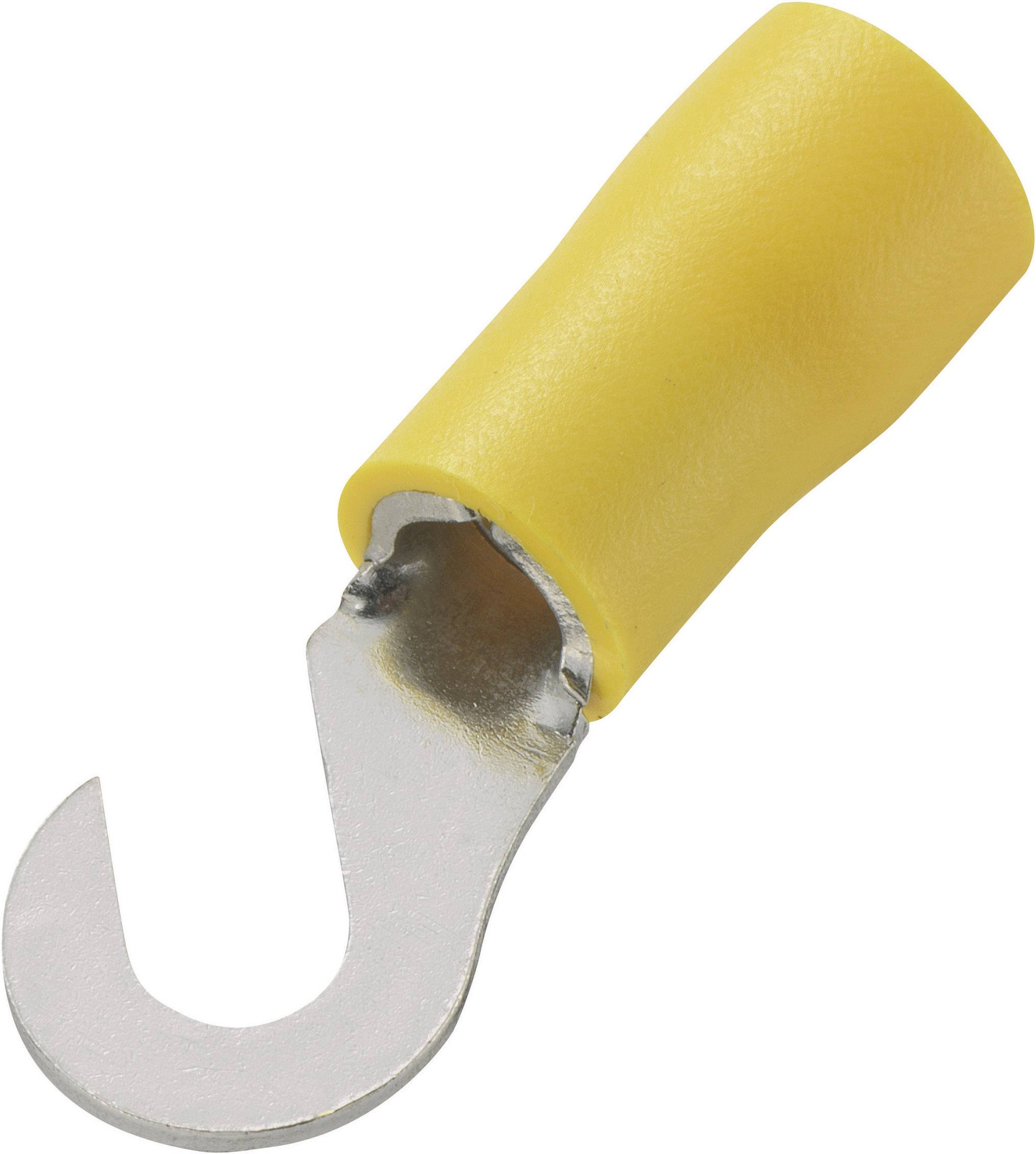 Conrad Components 93014c588 Hook terminal Cross section (max.)=6 mm² Hole Ø=5.3 mm Partially insulated Yellow 50 pc(s)-0