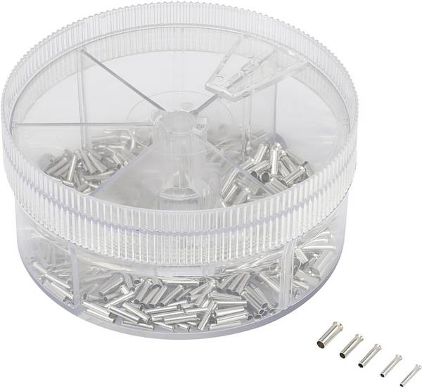 TRU COMPONENTS 739773 Ferrule set 0.5 mm², 0.75 mm², 1 mm², 1.5 mm², 2.5 mm² Not insulated Metal 500 pc(s)