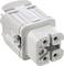 Industrial electrical connector with four terminals and screw fastening, used for secure electrical connection in machinery.
