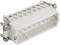A rectangular white electrical engineering plug with multiple screw terminals and pins, used for electrical connections.