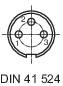 Circular electrical plug with three numbered pins, designated as 'DIN 41 524'.