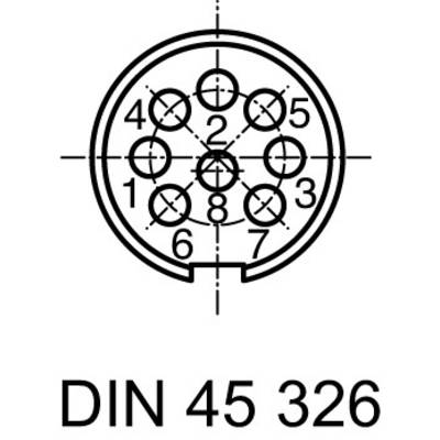 Diagram of a circular plug with 8 numbered pins, labelled 'DIN 45 326'.