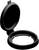 A black lens cap with an open, circular design. Suitable for protecting camera lenses.