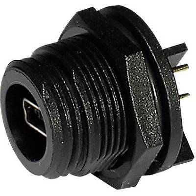 A black USB socket plug with multiple pins, primarily used for connecting cables to devices or circuits.