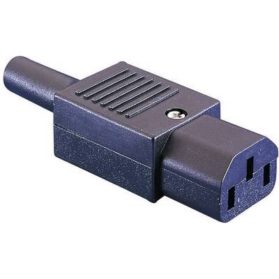 A black cold appliance plug with three rectangular openings, commonly used in computer power supplies and electrical devices.