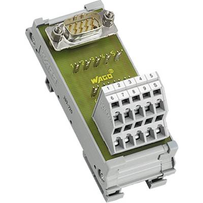 Adapter for electronic connection with serial and terminal connections, labelled with numbers for easy identification.