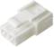 A white, rectangular electrical plug with two holes, suitable for connecting circuit boards.