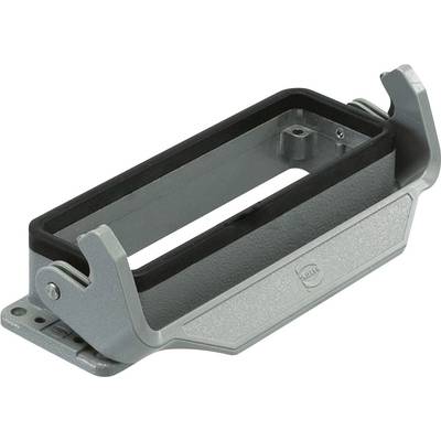 Metal mounting bracket with rectangular frame and two side levers. Suitable for securing devices or components.