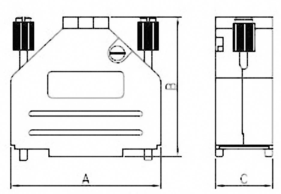 Technical drawing of a machine in front and side views with dimensional measurements A and C in millimetres, showing structure and main components.
