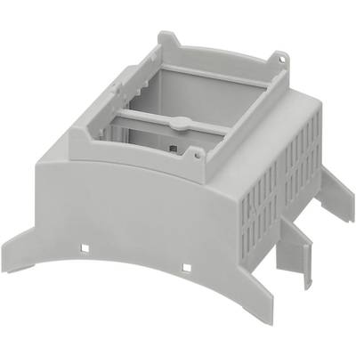 Grey, rectangular component with an open central structure and side mounting mechanisms. Could be part of an electrical device.