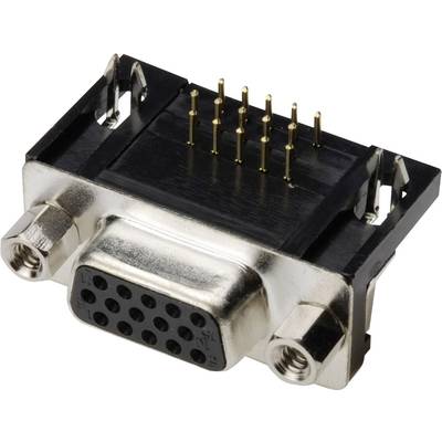 A VGA plug with 15 pins in three rows, typical for connecting monitors to computers.