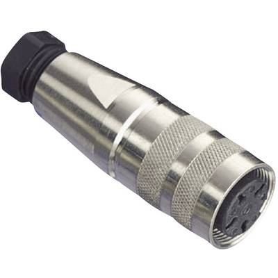 Multi-pin electrical connector with a metallic housing, suitable for electrical connections in devices.