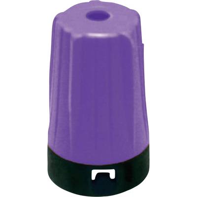 Lila plastic rotary connector with a ribbed surface and black base, typically used for electrical cable connections.