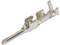 Metallic electrical plug contact, insulated, with multiple securing teeth for secure retention in plug connections.