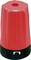 Red rotary knob with a knurled surface and black base. Commonly used in electronic devices for controlling settings.