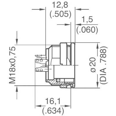 Technical drawing of a cylindrical plug with dimensions: diameter 20 mm, length 16.1 mm, thread M18x0.75.