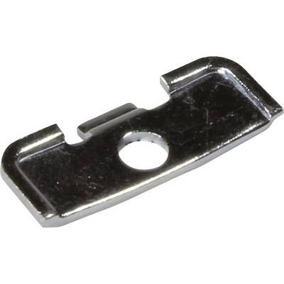 Metal plate with a central hole, rectangular in shape and with bevelled edges.