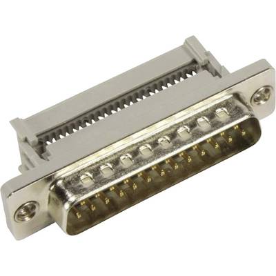 'A DB25 plug with 25 metal pins, used for serial or parallel interface connections.'