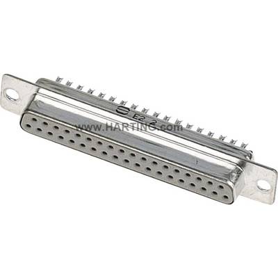 A rectangular metal plug with multiple holes, horizontally aligned. 'HARTING E2' printed on the top.