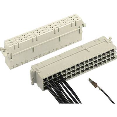 Two right-angled plugs with multiple sockets are shown, one of which is connected with black cables.