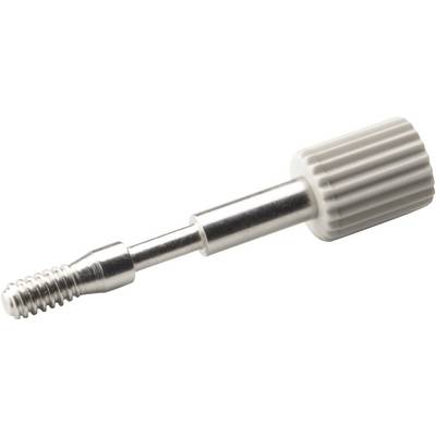Silver-coloured screw with a ribbed plastic head; detailed close-up of a technical component.
