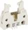 A white plastic adapter with metal pins, used for connecting electronic components.