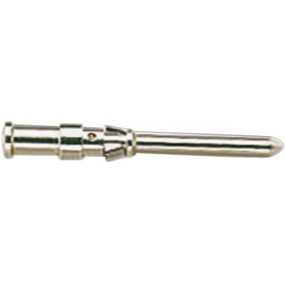 A metallic banana plug, shiny, with a ridged surface. Used for electrical connections in audio equipment.
