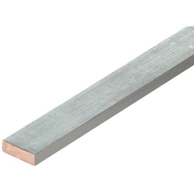 Metal rod with a rectangular cross-section, upper surface silver and side surface copper-coloured.
