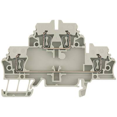 Top-down view of a grey end plate terminal block with multiple connections, used for electrical connections in control panels.