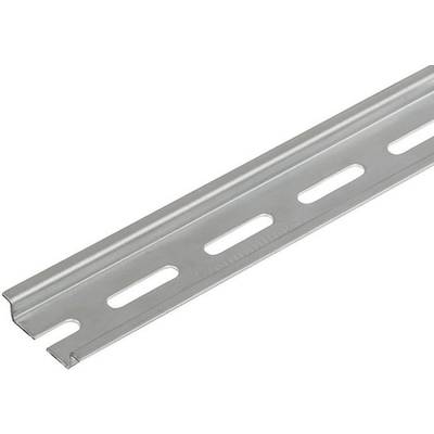 A silver, elongated metal profile with regularly distributed oval holes, often used for fixing in assembly work.