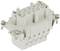 A multi-pole, rectangular electrical connector with screw terminals for fastening. Manufactured from white plastic.