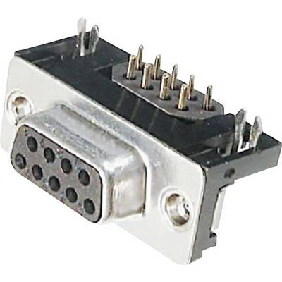 'Silver D-Sub plug with nine pins, suitable for computer connections.'