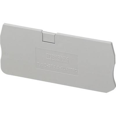 Grey plastic partition wall with the inscription 'PHOENIX CONTACT TYPE D-ST 2.5-QUATTRO', used for insulation in electrical installations.
