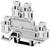 Grey two-storey terminal block from Phoenix Contact for electrical connection in control cabinet applications.