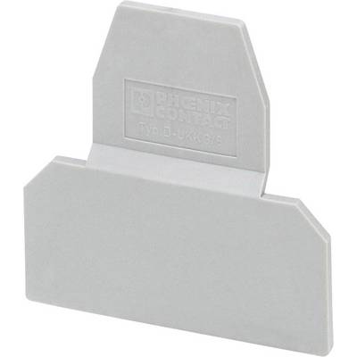 Grey plastic cover with the inscription 'PHOENIX CONTACT Type D-UKK 3/S'. It serves as protection for electrical connections.