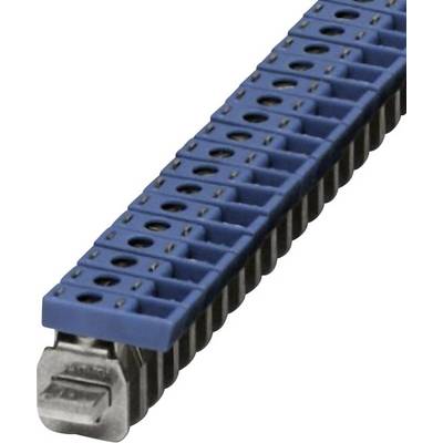 Blue electrical terminal block with multiple connection options for electrical wiring.