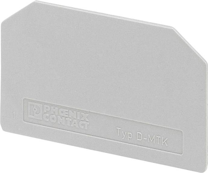 Grey cover plate with the inscription 'PHOENIX CONTACT Type D-MTK', used for covering terminal strips in electrical circuits.
