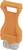 Orange plastic handle with metal scraper, suitable for removing dirt or labels from surfaces.