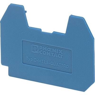 Blue protective cap with inscription 'PHOENIX CONTACT Type D-MT 1.5-QUATTRO'. Used for electrical insulation of contacts.