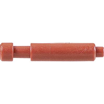 A red-painted wall plug with a cylindrical shape. Used for securely fixing screws into walls or other surfaces.