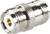 A silver coaxial plug adapter with a knurled grip.