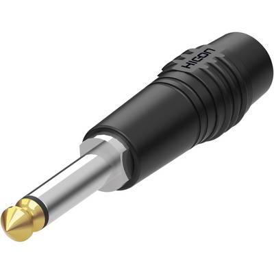 Hicon HI-J63TC-SM 6.35 mm audio jack Plug, straight Number of pins: 2 Mono Black 1 pc(s)-0